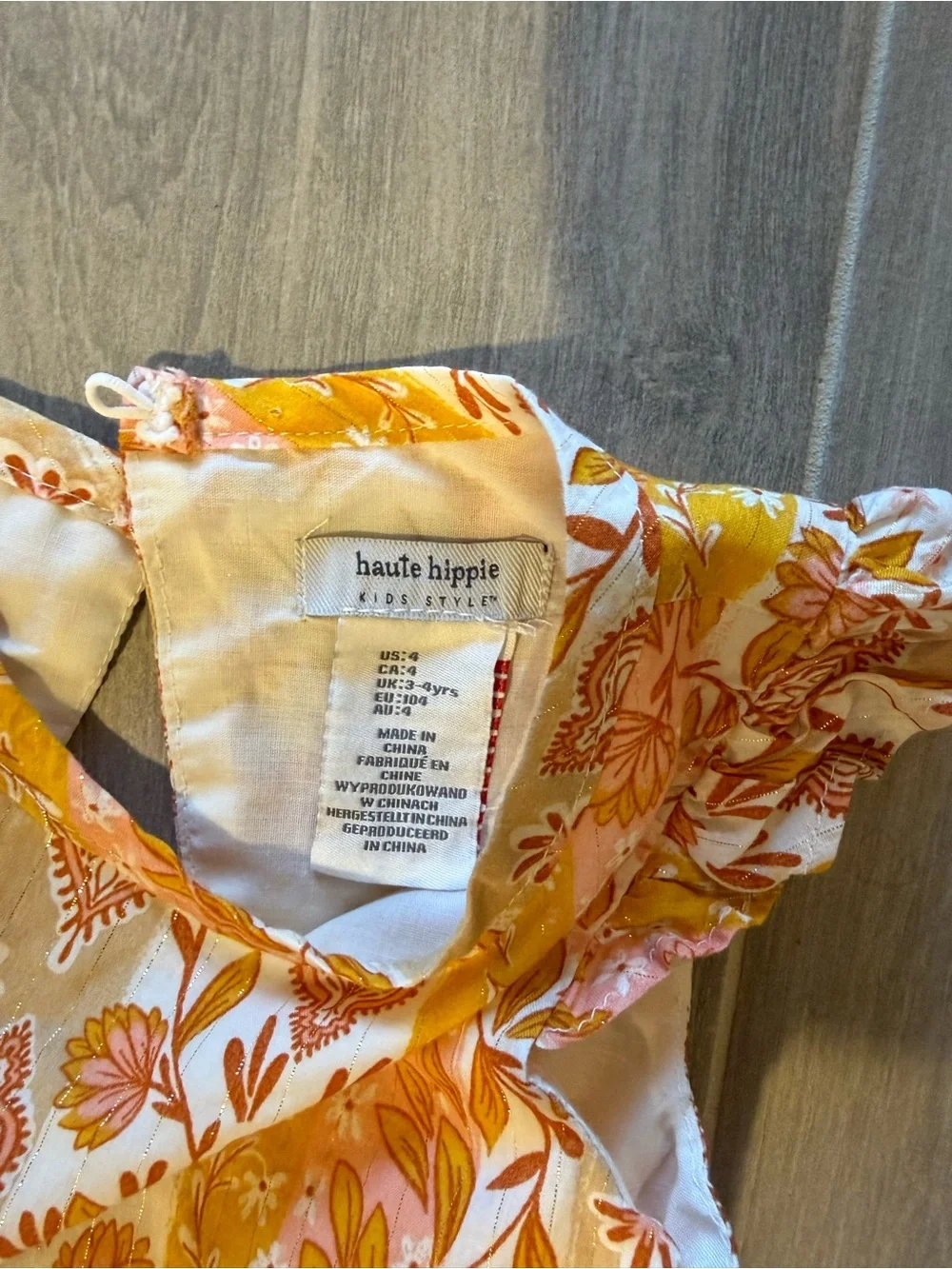 Haute Hippie Orange and Cream Floral Ruffle Dress